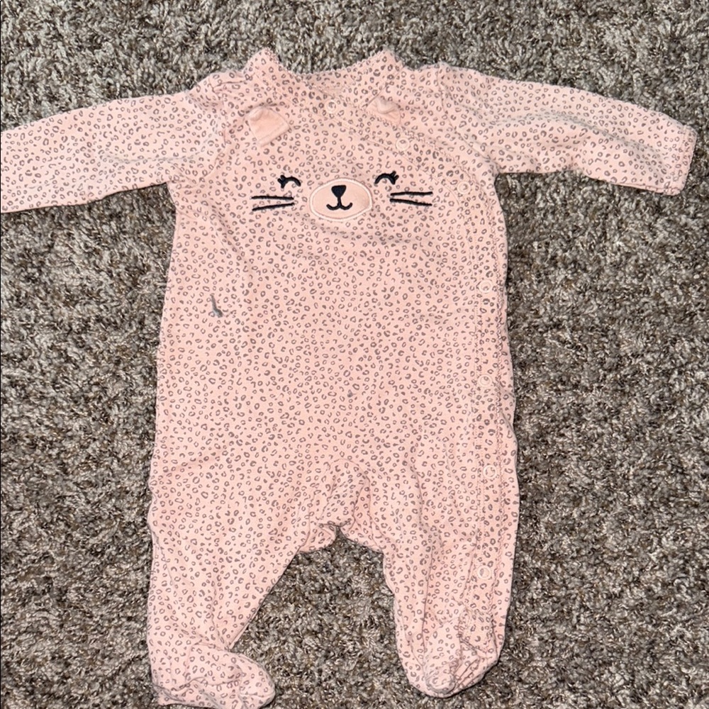 Carter's Pink Cat Face Footie One Piece